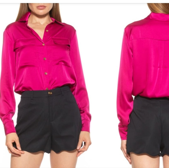 Alexia Admor Megenta Silk Blouse - Picture 1 of 7
